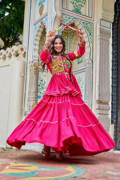 Pure Cotton Gamthi Work Koti Choli Lehenga Set