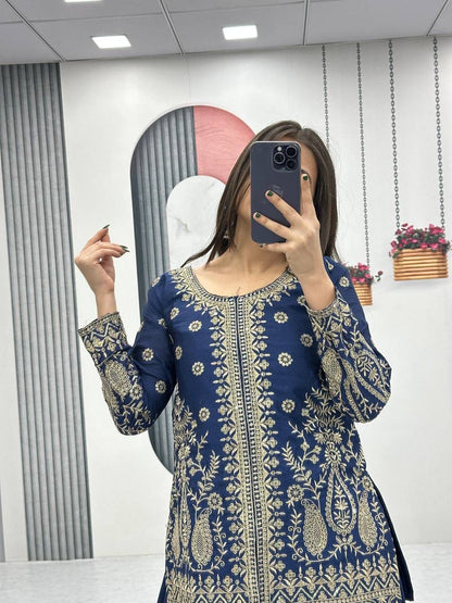 Chinon Embroidered Palazzo Set – Thread & Sequence Work