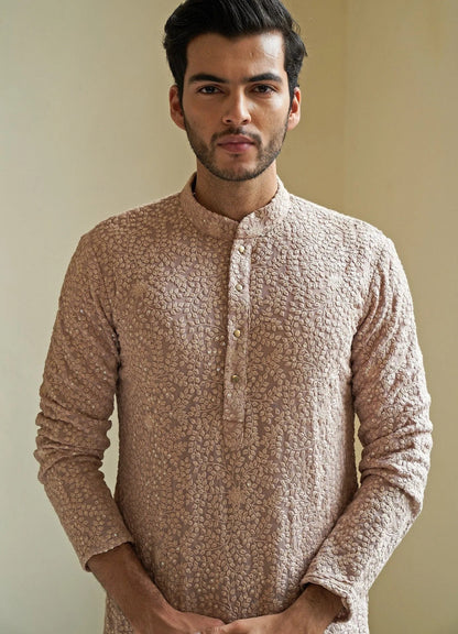 Mens Chikankari Kurta Pyjama Set: Indian Wedding Outfit