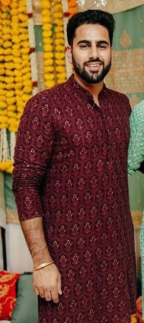 Rose Brown Chikankari Kurta Pyjama Set: Indian Wedding Outfit