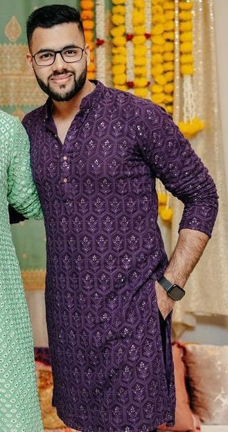 Rose Brown Chikankari Kurta Pyjama Set: Indian Wedding Outfit