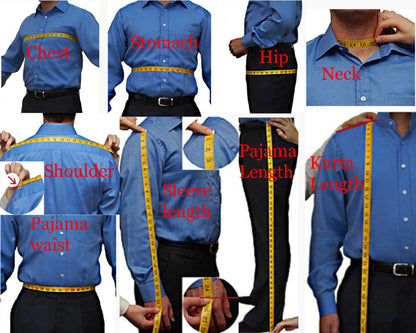 Mens Handmade Embroidered Waistcoat Set: Cotton Kurta Pajama