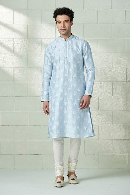 Handmade costom fit Measure silk embroidery Kurta Churidar Set for indian wedding wear.