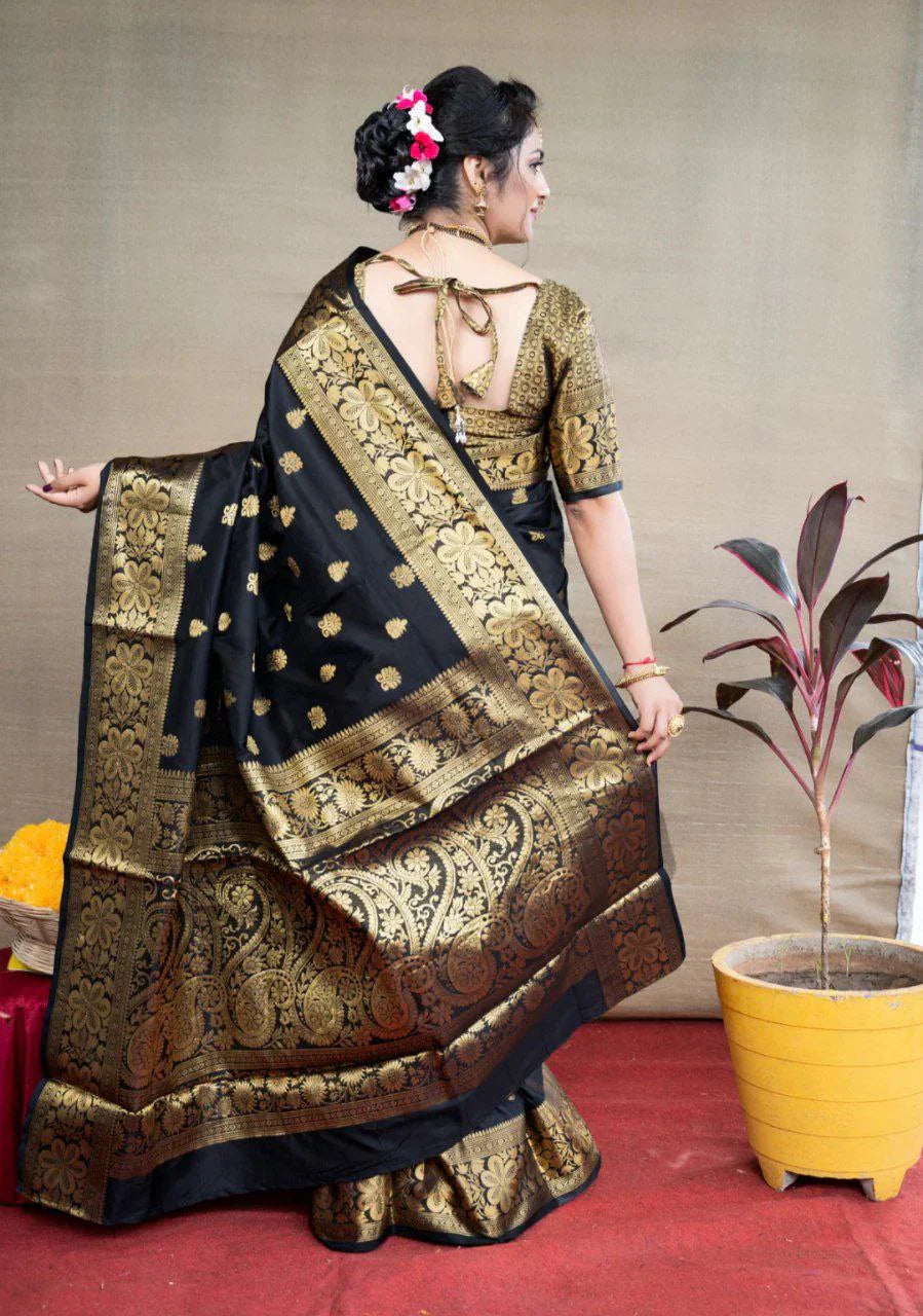 Black Silk Woven Banarasi Saree