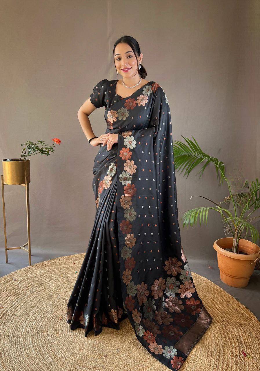 Black Organic Banarasi Saree – Elegant Wedding Edition