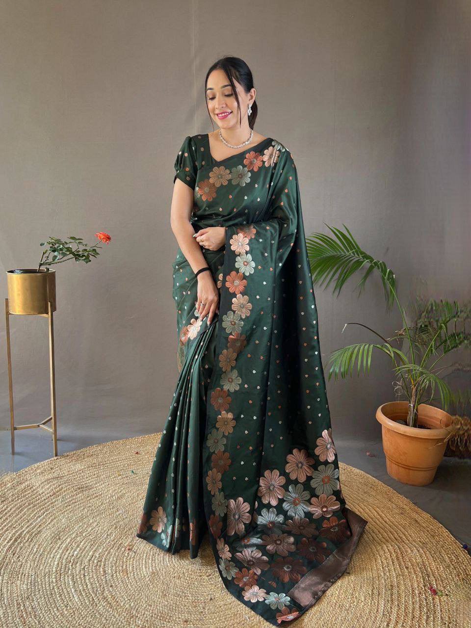 Green Organic Banarasi Saree – Elegant Wedding Edition
