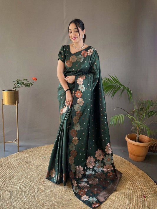 Green Organic Banarasi Saree – Elegant Wedding Edition