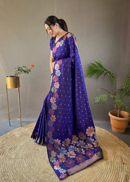 Blue Organic Banarasi Saree – Elegant Wedding Edition