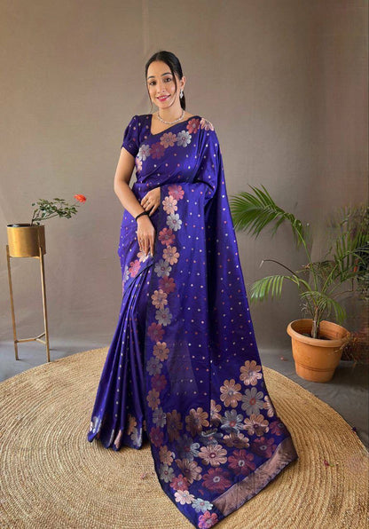 Blue Organic Banarasi Saree – Elegant Wedding Edition