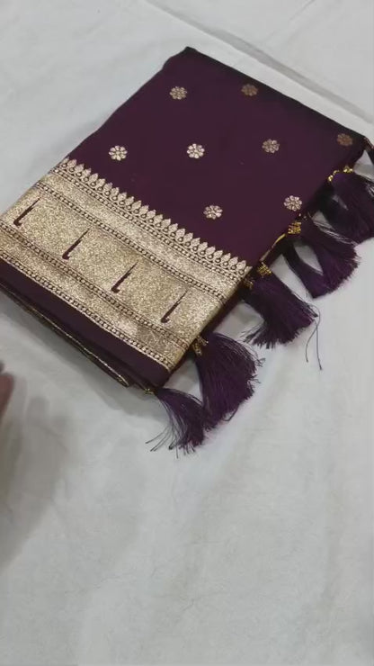 Pure Banarasi Paithani Pallu Saree with All Over Butti Design & Meena Weaving Work, Premium Designer Silk Saree with Full Weaving Blouse