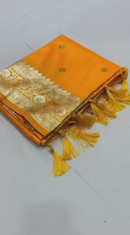 Pure Banarasi Silk Saree with Zari Weaving Butti Design & Rich Pallu, Soft Banarasi Saree with Full Weaving Blouse, Traditional Wedding & Festive Wear