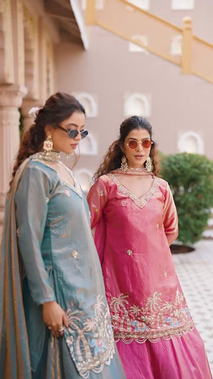 Pure Fendy Embroidered Kurti Lehenga Set with Moti & Sequence Work
