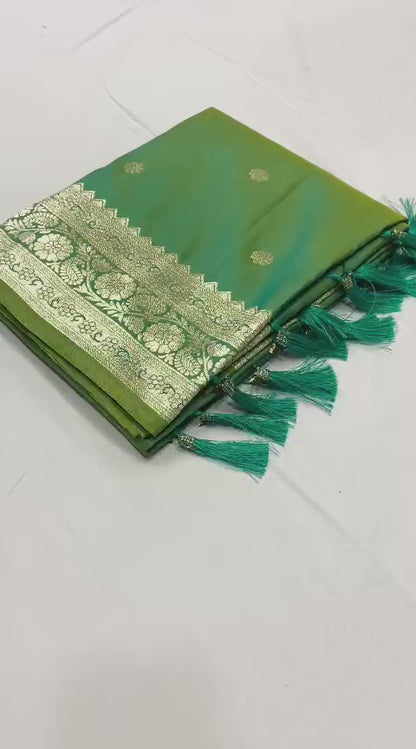 Pure Banarasi Silk Saree with Zari Weaving Butti Design & Rich Pallu, Soft Banarasi Saree with Full Weaving Blouse, Traditional Wedding & Festive Wear