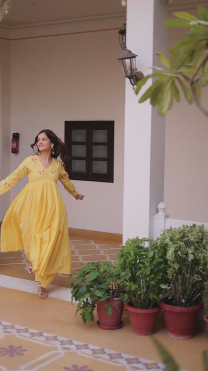 Women’s Cotton Embroidered Kurti Pant Set