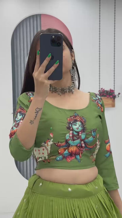 Fully Stitched Cotton Kalamkari & Georgette Embroidered Lehenga Choli Set