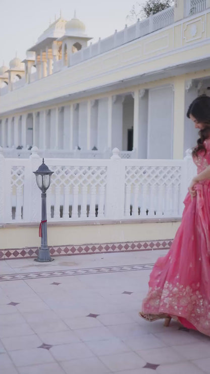 Women’s Fendi Silk Heavy Sequins & Zari Thread Embroidered Lehenga Choli Set with Dupatta