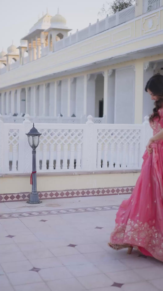 Women’s Fendi Silk Heavy Sequins & Zari Thread Embroidered Lehenga Choli Set with Dupatta