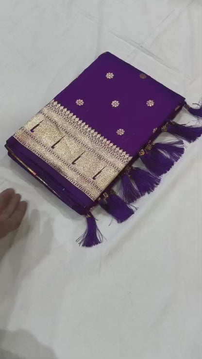 Pure Banarasi Paithani Pallu Saree with All Over Butti Design & Meena Weaving Work, Premium Designer Silk Saree with Full Weaving Blouse