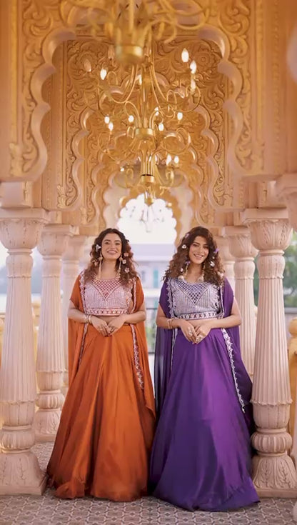 Women’s Pure Rangoli Silk Heavy Embroidery Moti Beads & Sequins Lehenga Choli Set with Shrug Style Dupatta