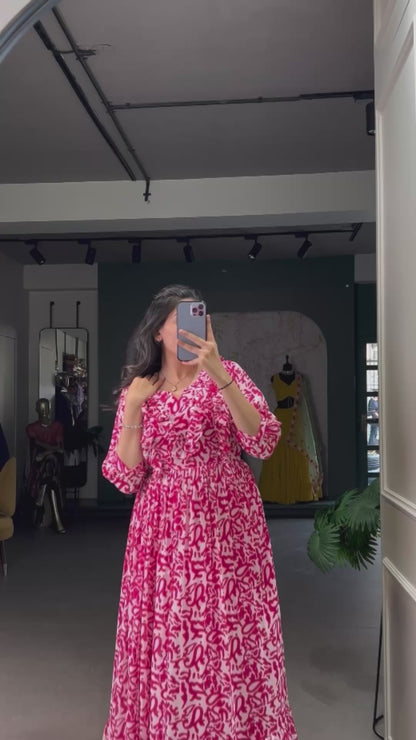 Georgette Printed Frock (Fully Stitched)