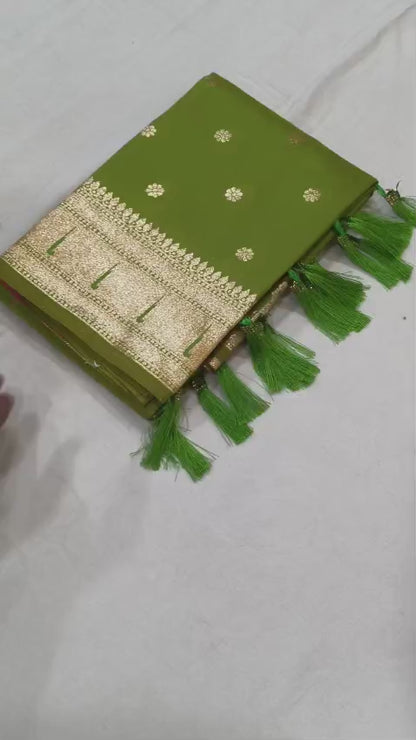 Pure Banarasi Paithani Pallu Saree with All Over Butti Design & Meena Weaving Work, Premium Designer Silk Saree with Full Weaving Blouse