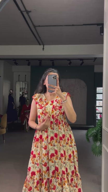 Maslin Silk Floral Print Frock