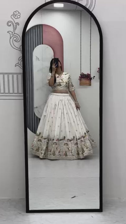 Vichitra Silk Lehenga Choli Set with Heavy Embroidery Thread & Sequence Work