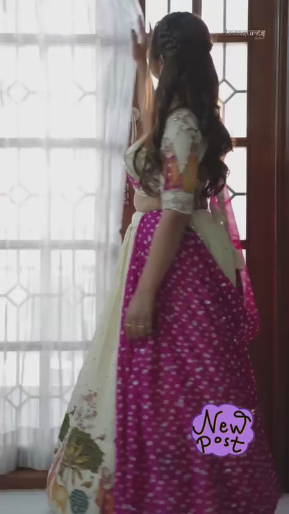 Fully Stitched Dola Silk Lehenga Choli Set with Foil Work & Mill Print Fox Georgette Dupatta