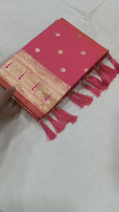 Pure Banarasi Paithani Pallu Saree with All Over Butti Design & Meena Weaving Work, Premium Designer Silk Saree with Full Weaving Blouse